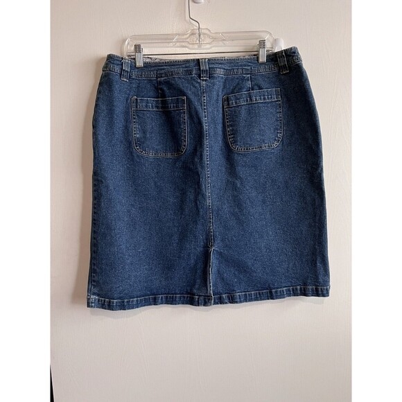 Appleseed’s Denim Skirt Size 18 Front & Back Pockets Belt Loops Button Zip - Picture 2 of 9